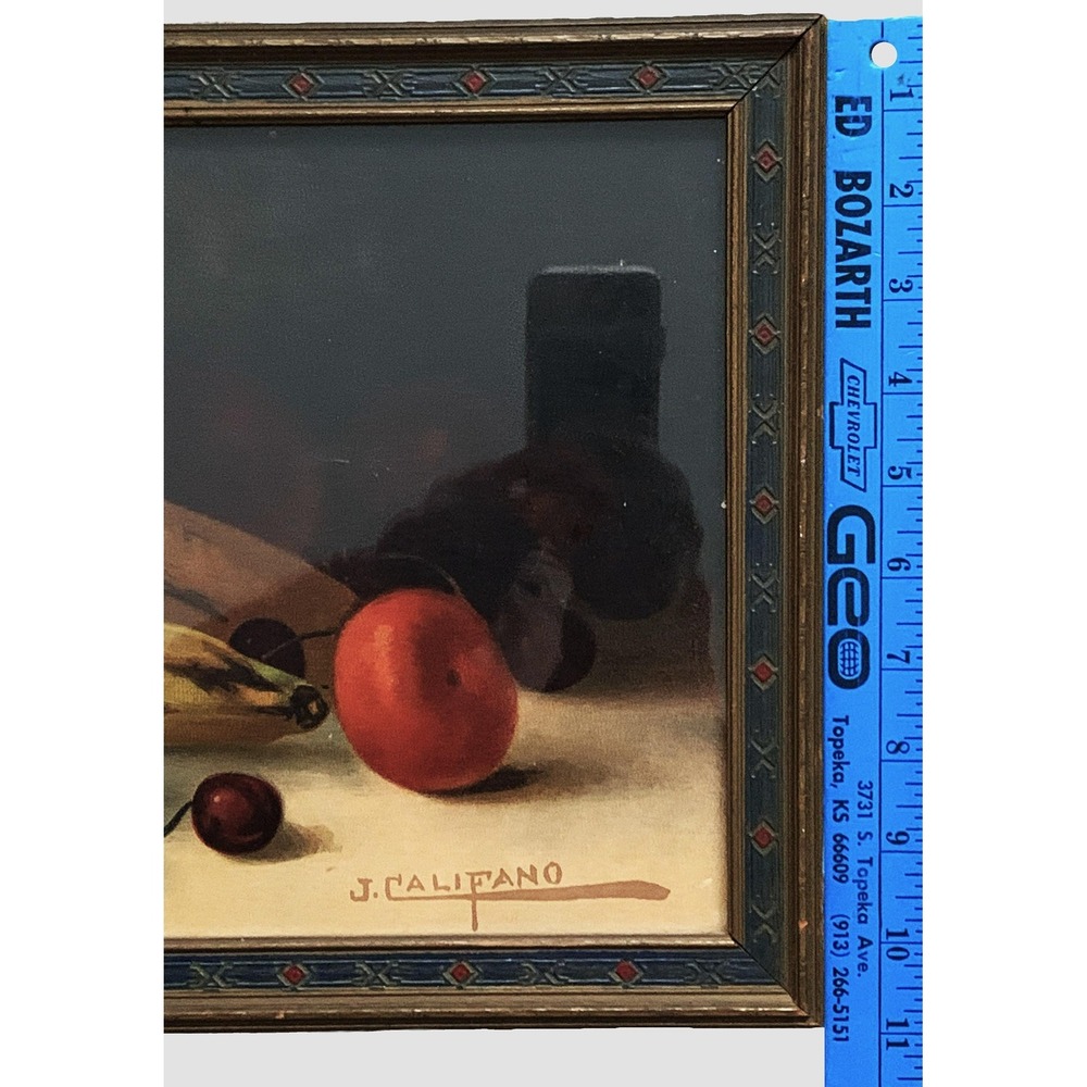 Antique c 1900s J. Califano Fruit Still Life Yard Long Litho Carved Wood Frame - Picture 11 of 13
